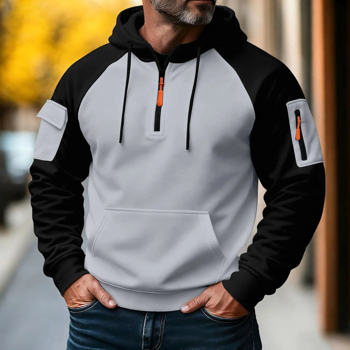 Bastian | Męski sweter z zamkiem, sportowy sweter z dzianiny | Rokishi | Ciemny niebieski