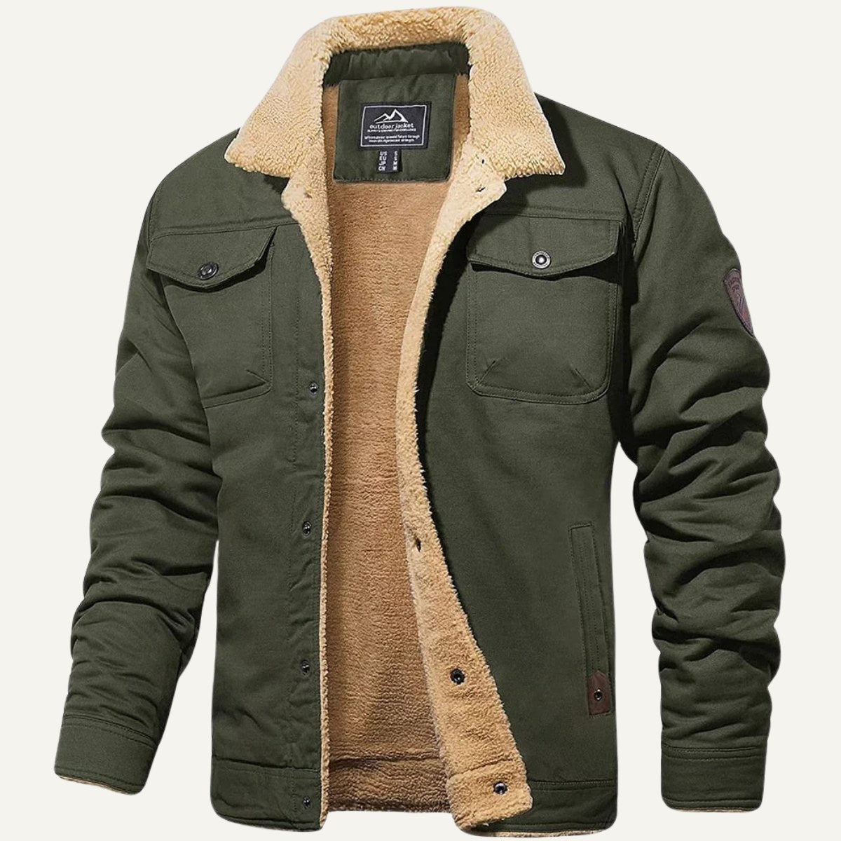 Beckett | Męski płaszcz, z polarową podszewką, ciepły model | Rokishi | Khaki