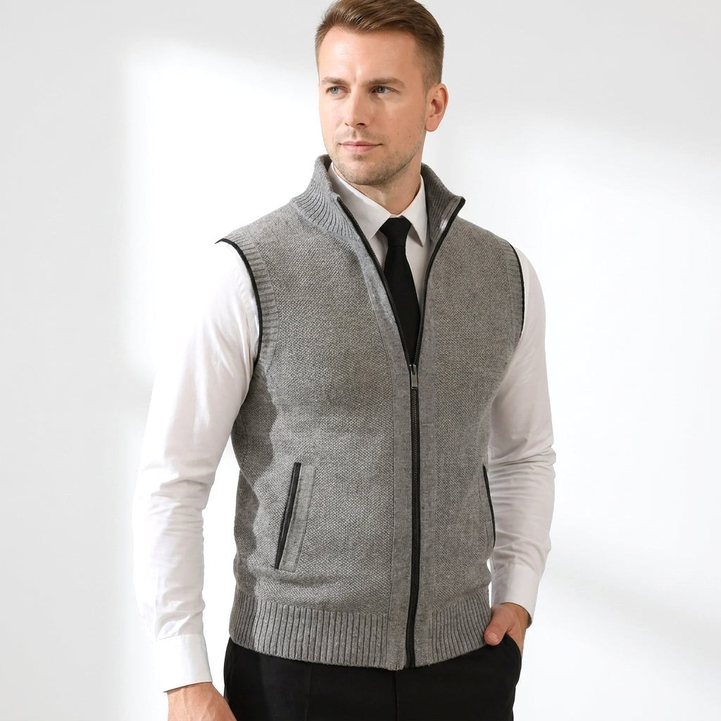 Mieczysław | Męski bezrękawnik dzianinowy na zamek / kamizelka w stylu smart-casual | Rokishi