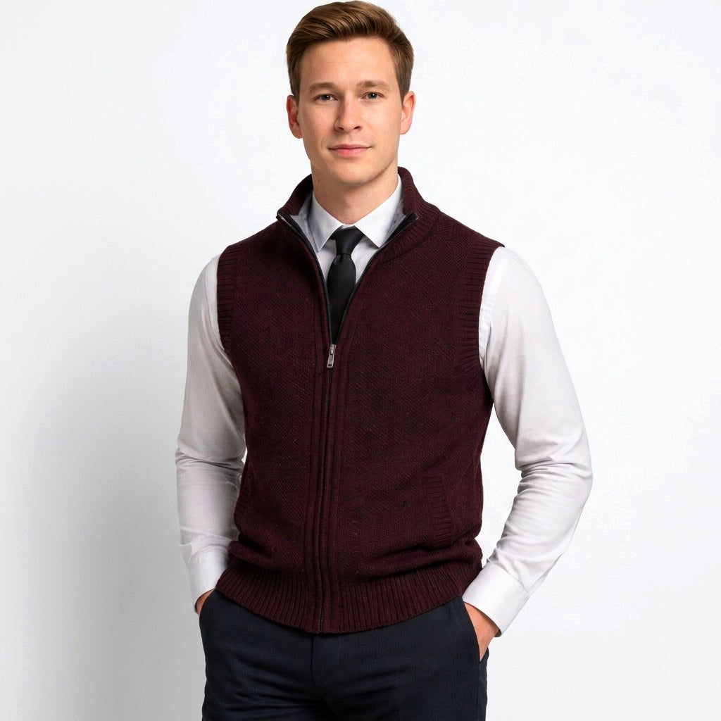 Mieczysław | Męski bezrękawnik dzianinowy na zamek / kamizelka w stylu smart-casual | Rokishi