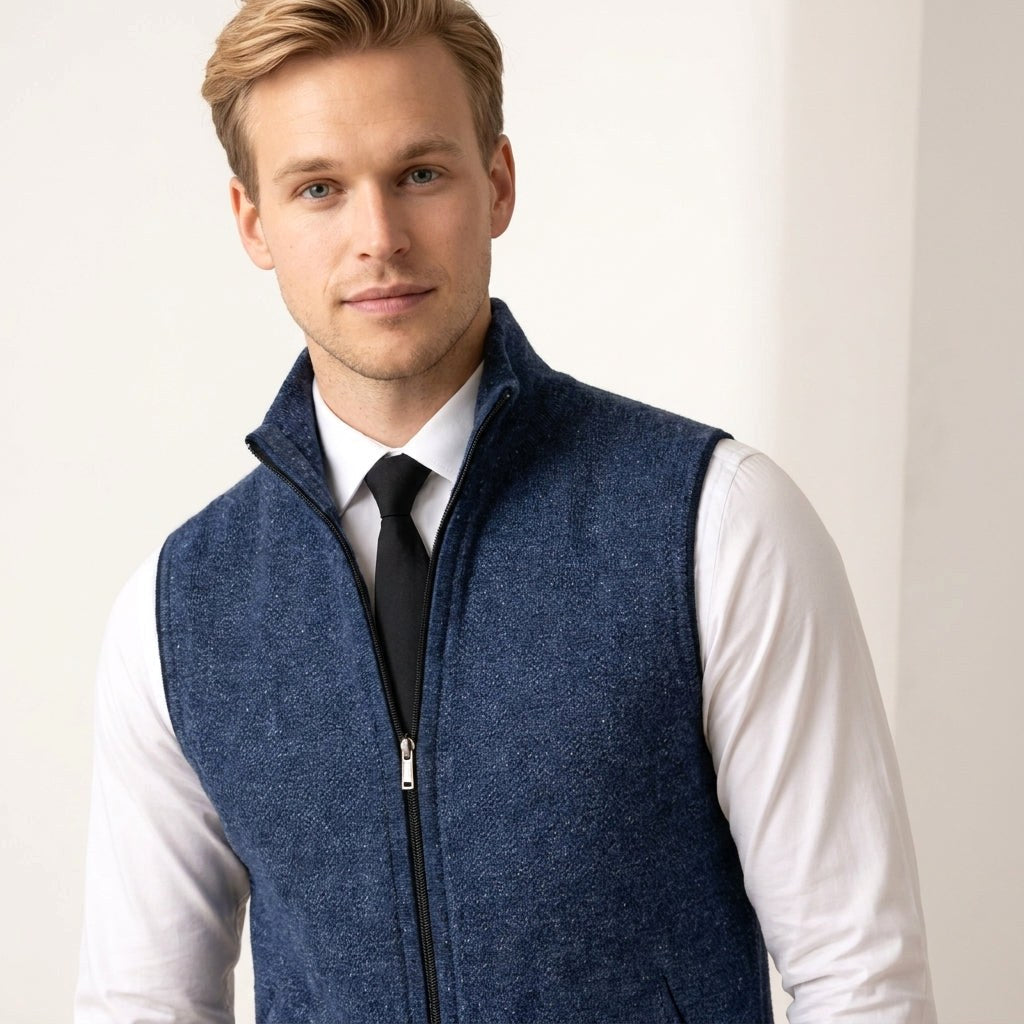 Mieczysław | Męski bezrękawnik dzianinowy na zamek / kamizelka w stylu smart-casual | Rokishi