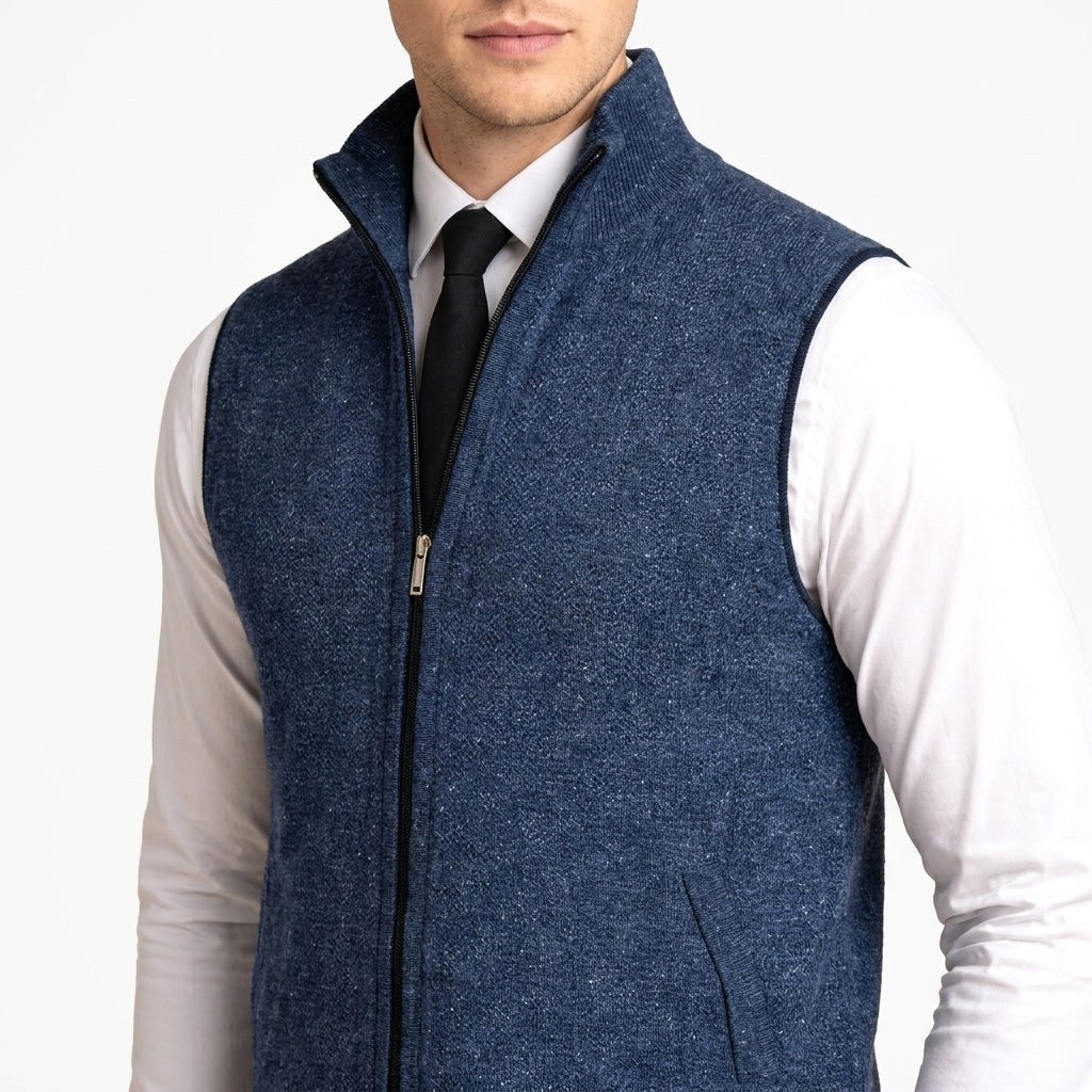 Mieczysław | Męski bezrękawnik dzianinowy na zamek / kamizelka w stylu smart-casual | Rokishi