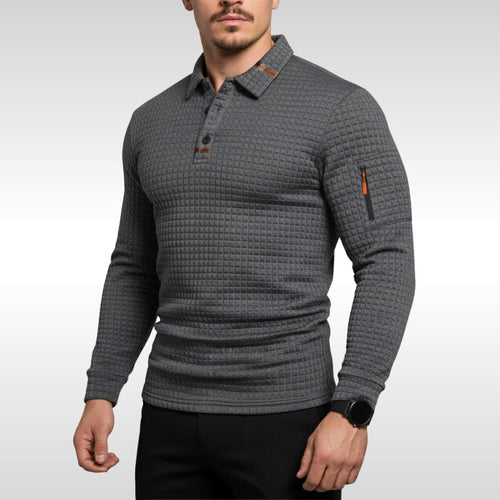 Bruno | Męska koszulka polo z charakterystycznym kołnierzykiem i suwakiem na rękawie, elegancka koszulka polo | Rokishi | Niebieski