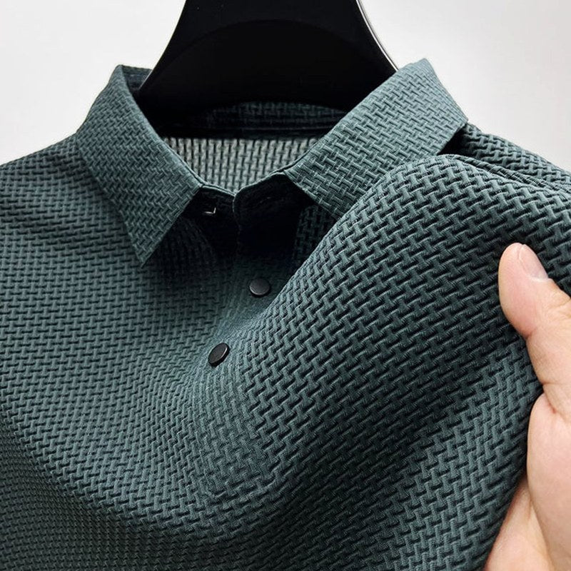 Radosław | Męska koszulka polo o fakturze materiału i z krótkim rękawem, Kołnierzyk typu button-down | Rokishi