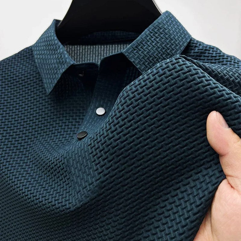 Radosław | Męska koszulka polo o fakturze materiału i z krótkim rękawem, Kołnierzyk typu button-down | Rokishi