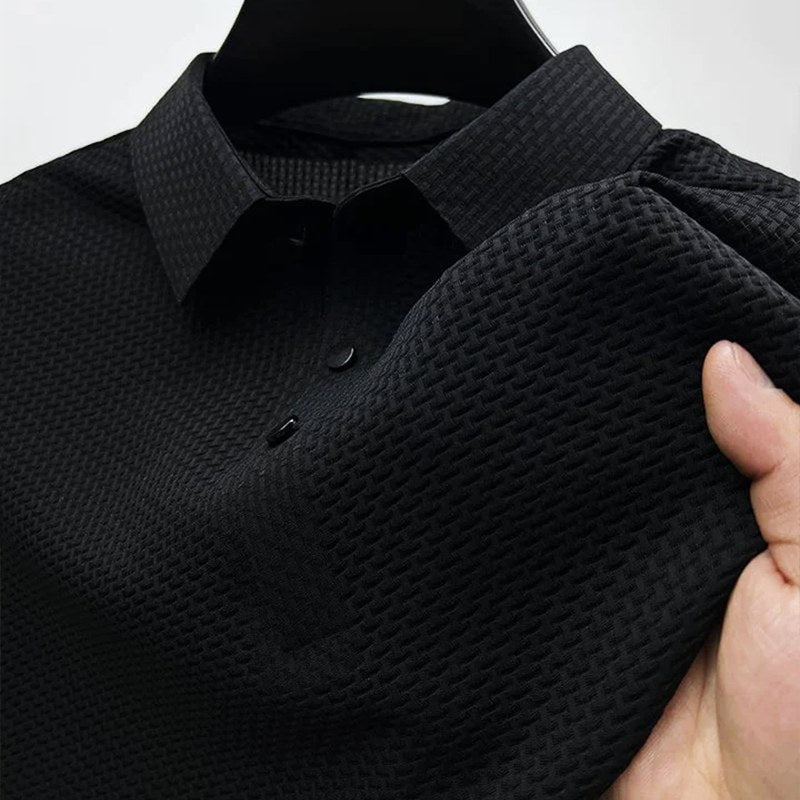 Radosław | Męska koszulka polo o fakturze materiału i z krótkim rękawem, Kołnierzyk typu button-down | Rokishi