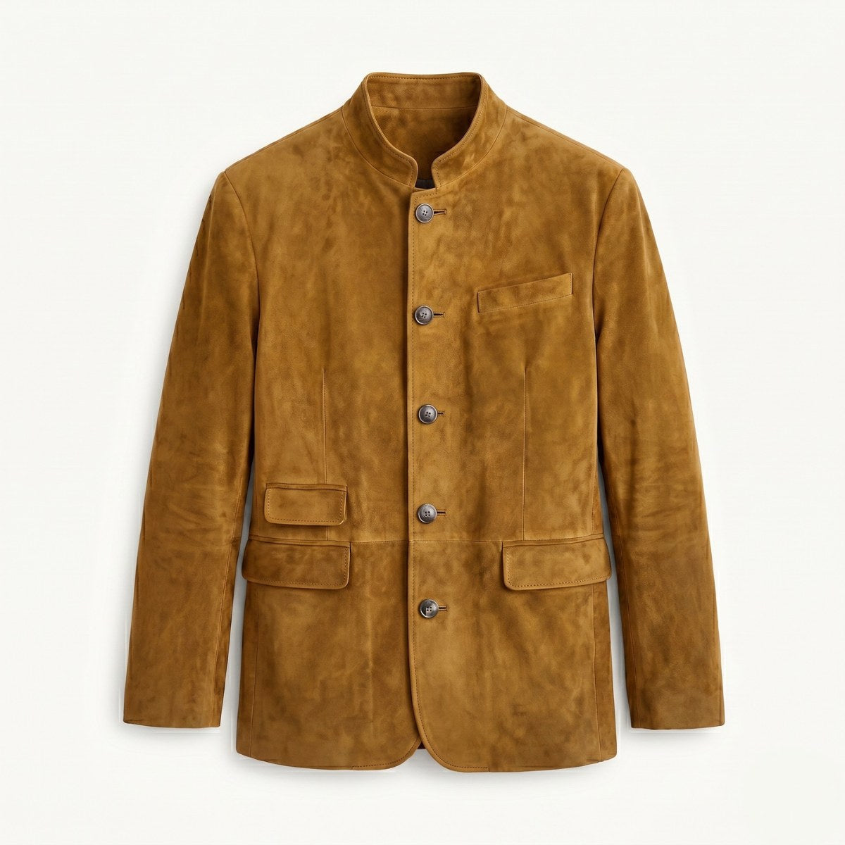 Clayton | Męska marynarka, wykończenie w stylu skóry, wykończenie w stylu zamszu | Rokishi | Khaki