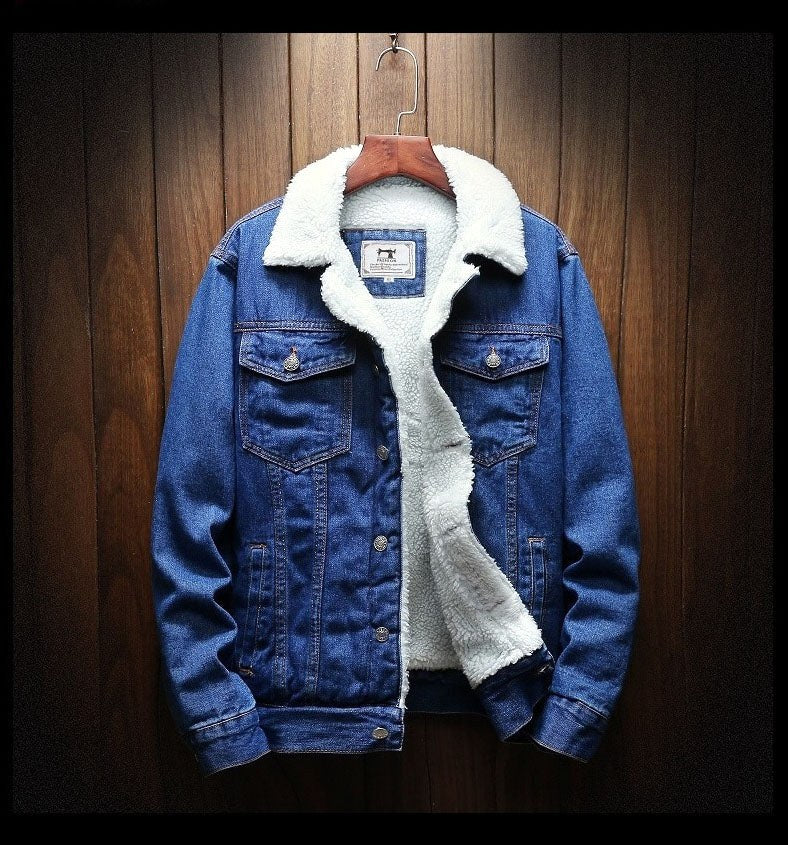Maksymilian | Męska kurtka jeansowa w stylu trucker z podszewką z polaru, ciepła kurtka zimowa | Rokishi
