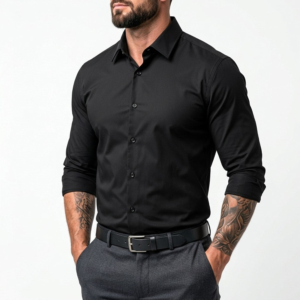 Błażej | Męska koszula typu stretch (krój slim fit), koszula biznesowa odporna na zagniecenia | Rokishi