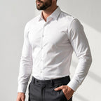 Błażej | Męska koszula typu stretch (krój slim fit), koszula biznesowa odporna na zagniecenia | Rokishi