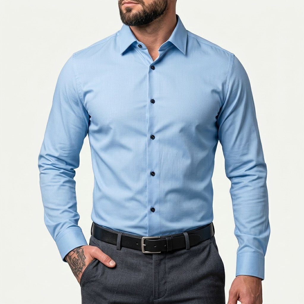 Błażej | Męska koszula typu stretch (krój slim fit), koszula biznesowa odporna na zagniecenia | Rokishi