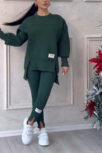 Agata | Bluza oversize z rozcięciami i legginsy, dwuczęściowy zestaw domowy dla kobiet | Rokishi
