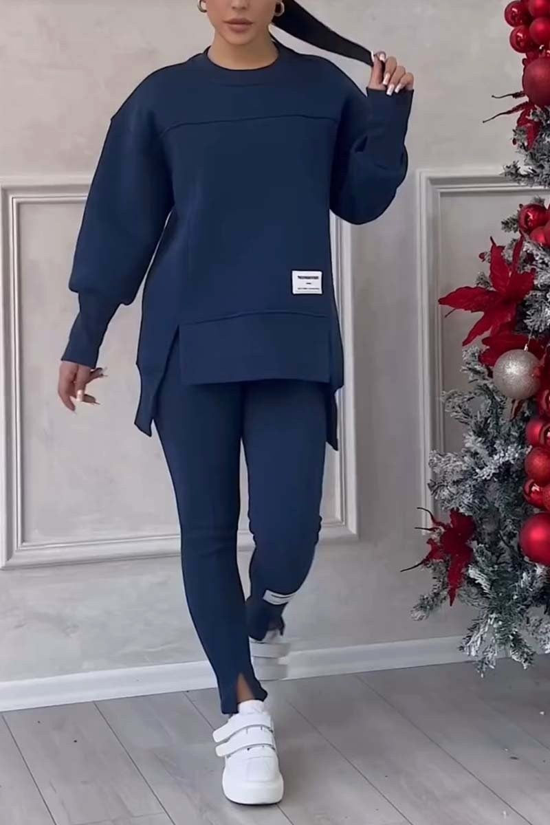 Agata | Bluza oversize z rozcięciami i legginsy, dwuczęściowy zestaw domowy dla kobiet | Rokishi