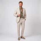 Florian | Męski garnitur lniany o kroju slim fit, zestaw dwuczęściowy | Rokishi