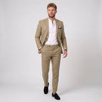 Florian | Męski garnitur lniany o kroju slim fit, zestaw dwuczęściowy | Rokishi