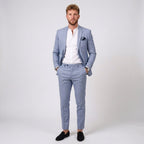 Florian | Męski garnitur lniany o kroju slim fit, zestaw dwuczęściowy | Rokishi