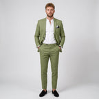 Florian | Męski garnitur lniany o kroju slim fit, zestaw dwuczęściowy | Rokishi