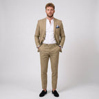 Florian | Męski garnitur lniany o kroju slim fit, zestaw dwuczęściowy | Rokishi