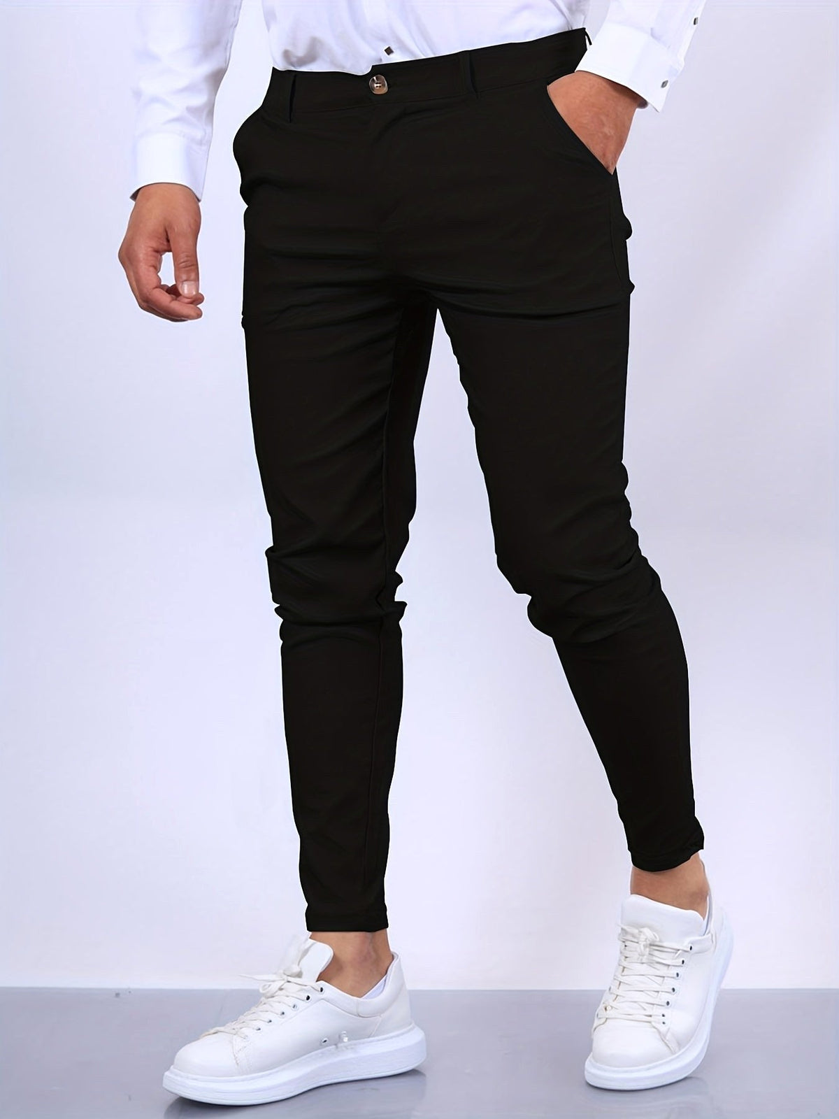 Desmond | Męskie elastyczne chinosy o kroju skinny fit, nowoczesne, zwężane spodnie | Rokishi | Beżowy
