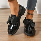 Aleksandra | Damskie buty wsuwane (slip-on) na platformie, z okrągłym noskiem i ozdobnym węzłem | Rokishi