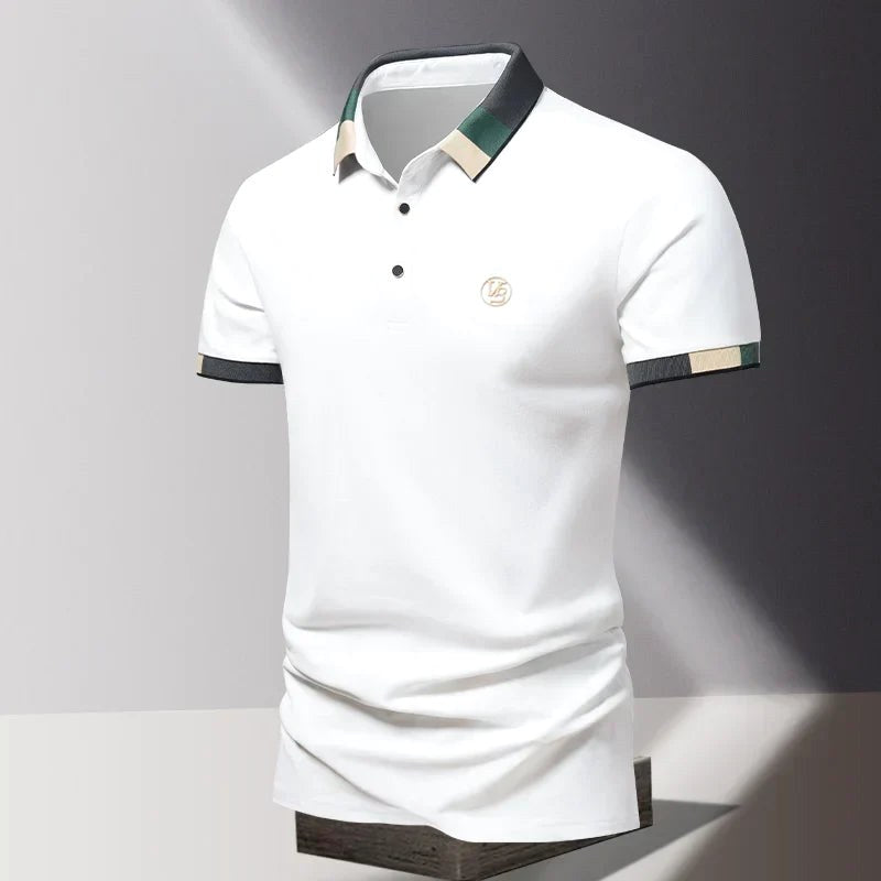 Kamil | Męska koszulka polo z kontrastowym kołnierzykiem w stylu smart casual | Rokishi