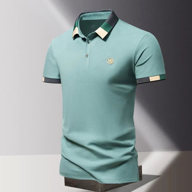 Kamil | Męska koszulka polo z kontrastowym kołnierzykiem w stylu smart casual | Rokishi