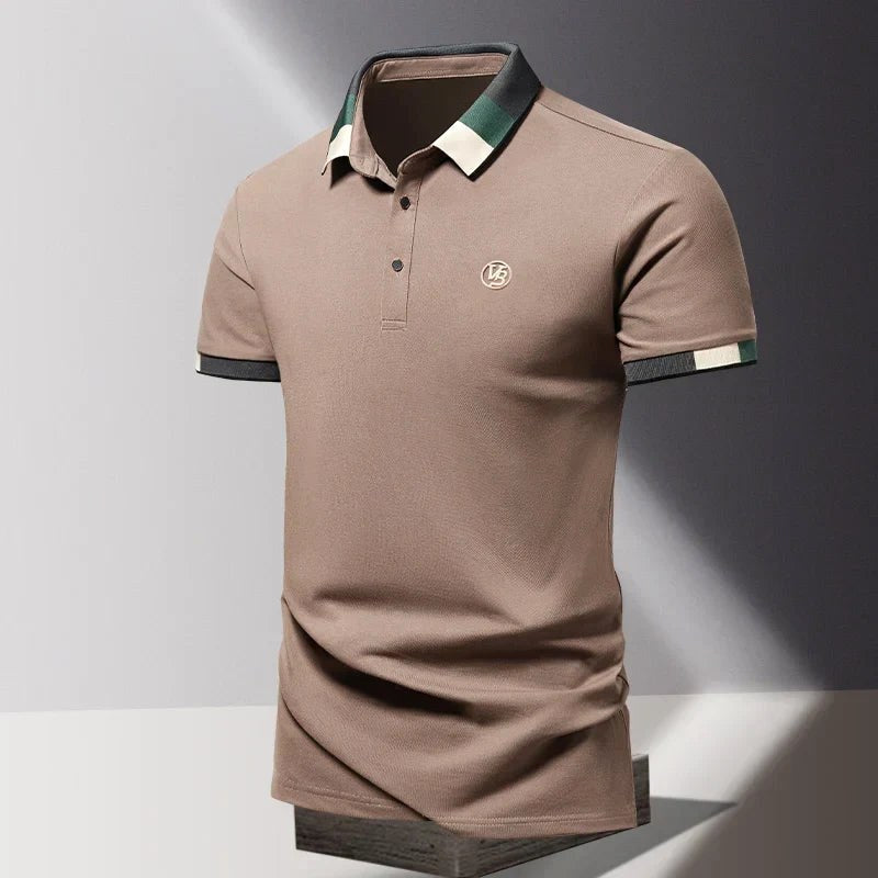 Kamil | Męska koszulka polo z kontrastowym kołnierzykiem w stylu smart casual | Rokishi