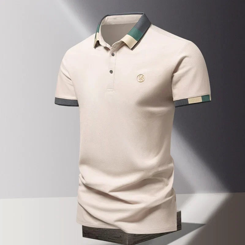 Kamil | Męska koszulka polo z kontrastowym kołnierzykiem w stylu smart casual | Rokishi