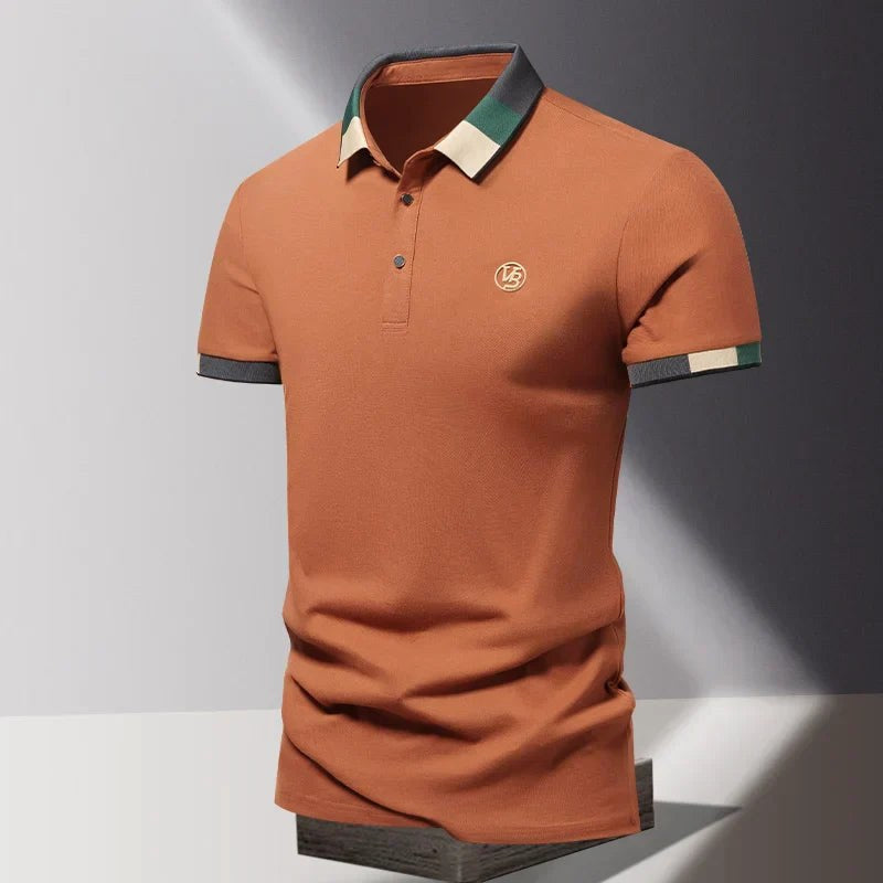 Kamil | Męska koszulka polo z kontrastowym kołnierzykiem w stylu smart casual | Rokishi
