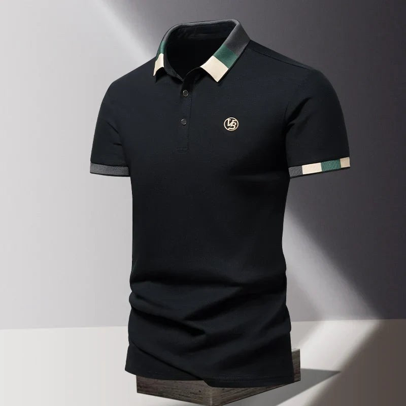Kamil | Męska koszulka polo z kontrastowym kołnierzykiem w stylu smart casual | Rokishi