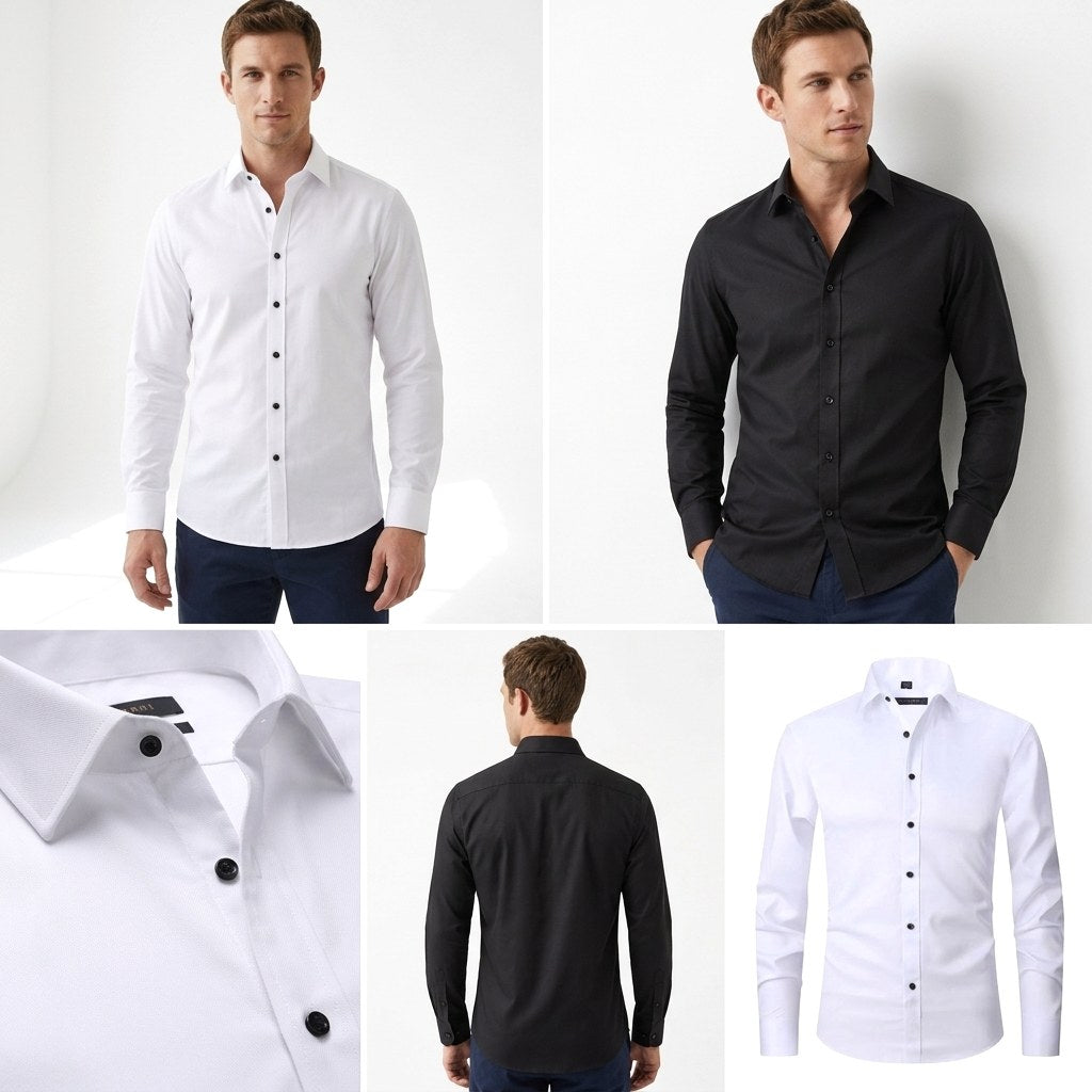 Bonifacy | Męska koszula biznesowa ze stretchem, niegniotący się model w stylu smart casual | Rokishi