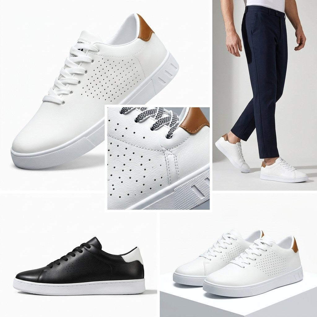 Amadeusz | Męskie sneakersy z perforowanej skóry, oddychające obuwie w stylu smart-casual | Rokishi