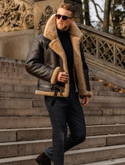 Garrett | Męska kurtka, wykończenie w stylu skóry, ciepły model | Rokishi | 3XL