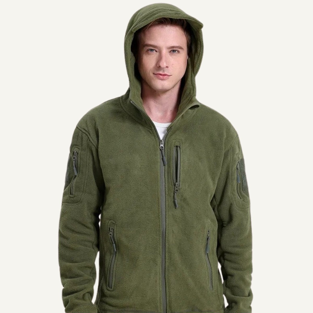 Harrison | Męska kurtka, z kapturem, z polarową podszewką | Rokishi | Khaki