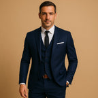 Heinrich | Męski garnitur slim fit, trzyczęściowy garnitur ślubny z kamizelką | Rokishi | Czarny
