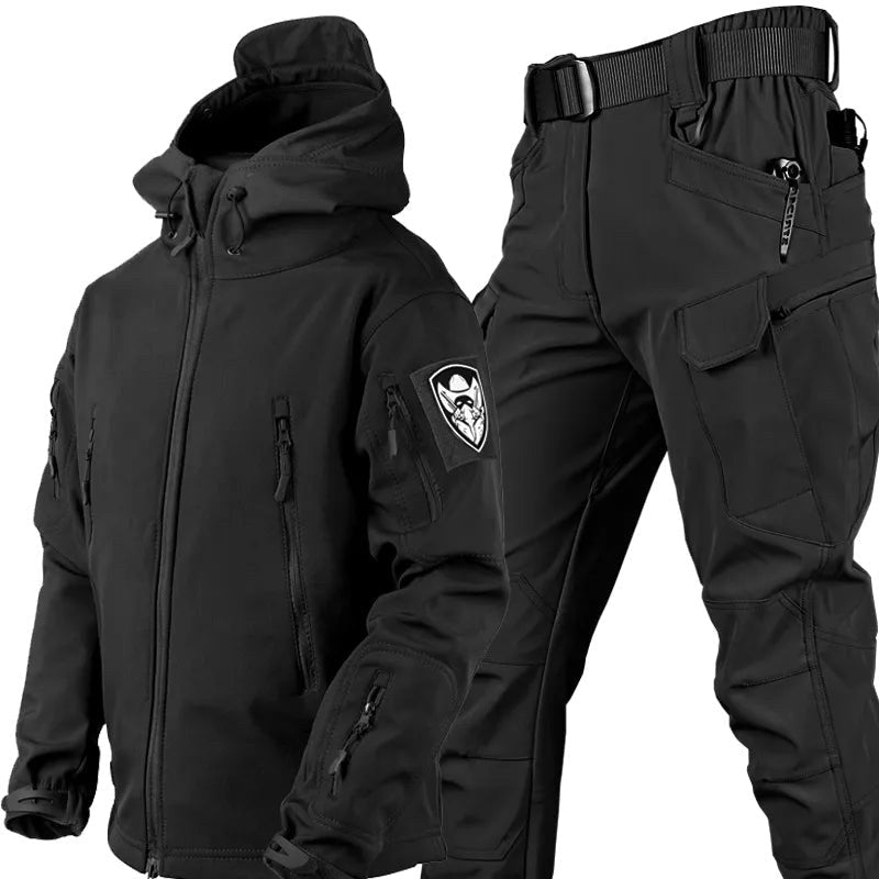 Szymon | Męski zestaw outdoorowy: kurtka softshell z kapturem i spodnie taktyczne | Rokishi