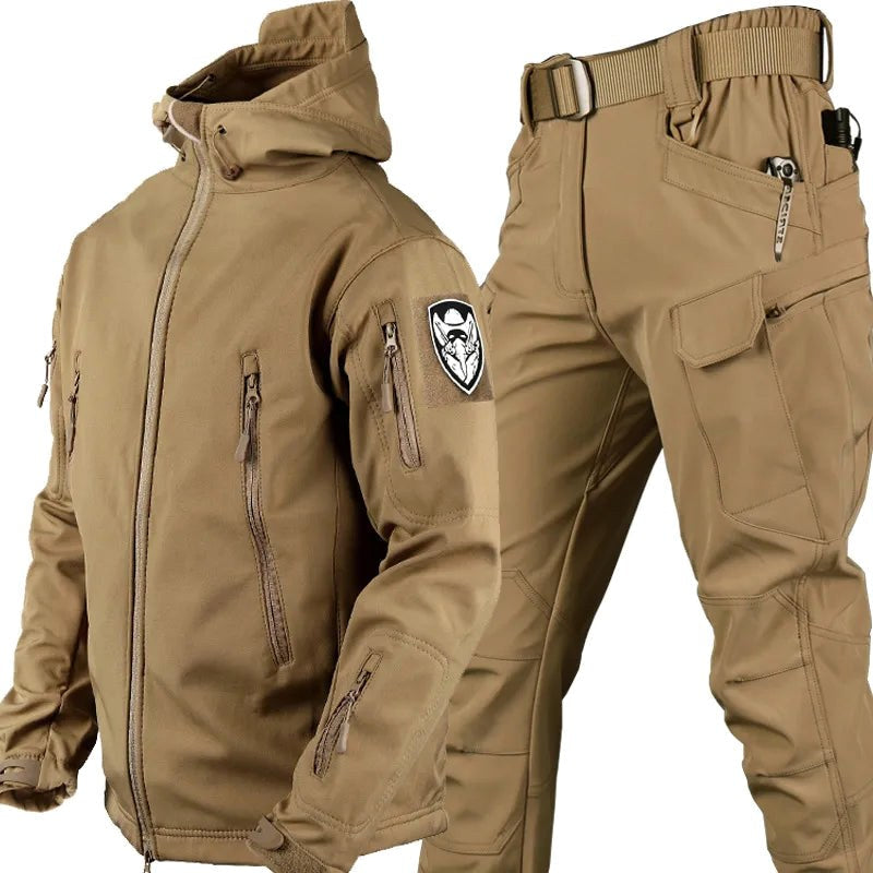 Szymon | Męski zestaw outdoorowy: kurtka softshell z kapturem i spodnie taktyczne | Rokishi