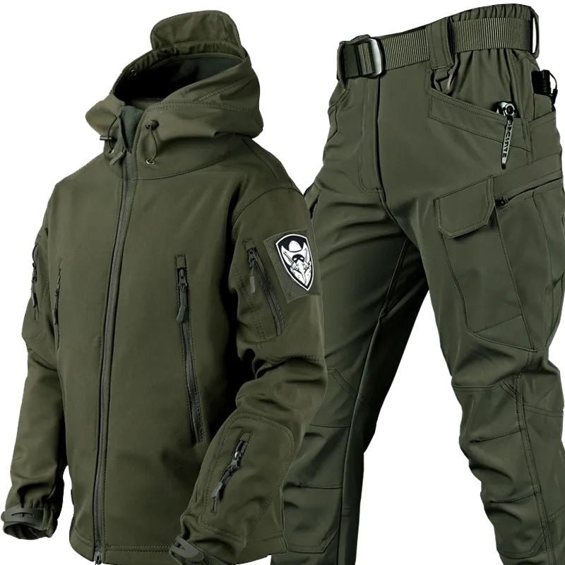 Szymon | Męski zestaw outdoorowy: kurtka softshell z kapturem i spodnie taktyczne | Rokishi
