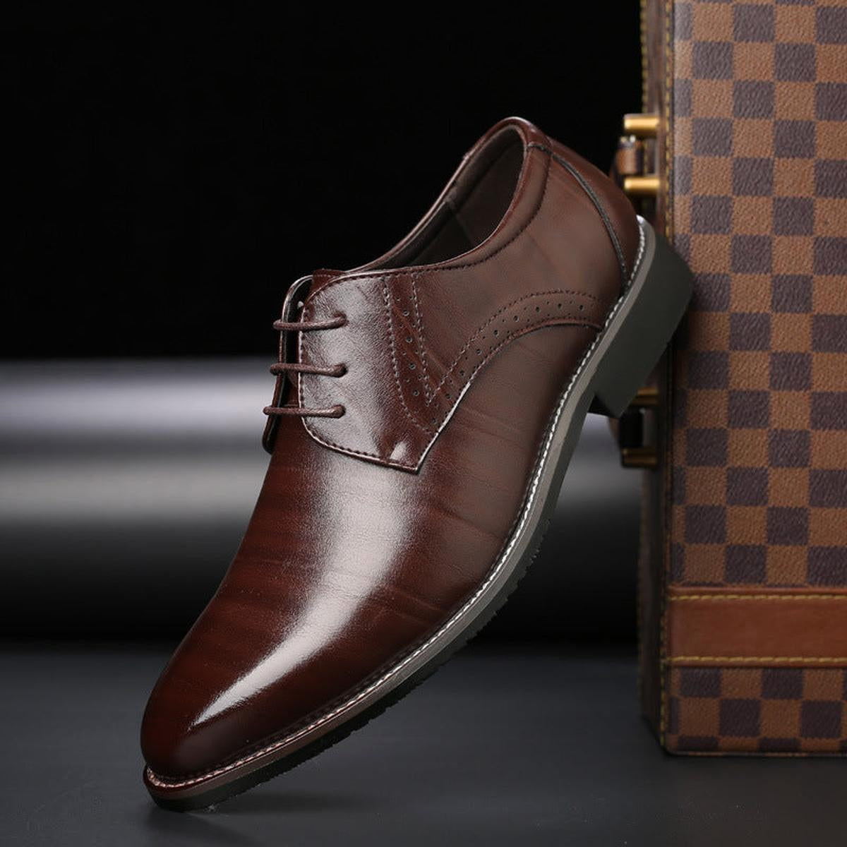 Borys | Klasyczne męskie buty skórzane sznurowane, eleganckie oksfordy | Rokishi
