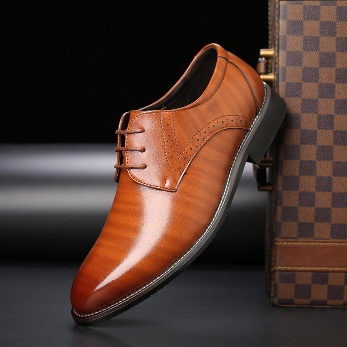 Borys | Klasyczne męskie buty skórzane sznurowane, eleganckie oksfordy | Rokishi