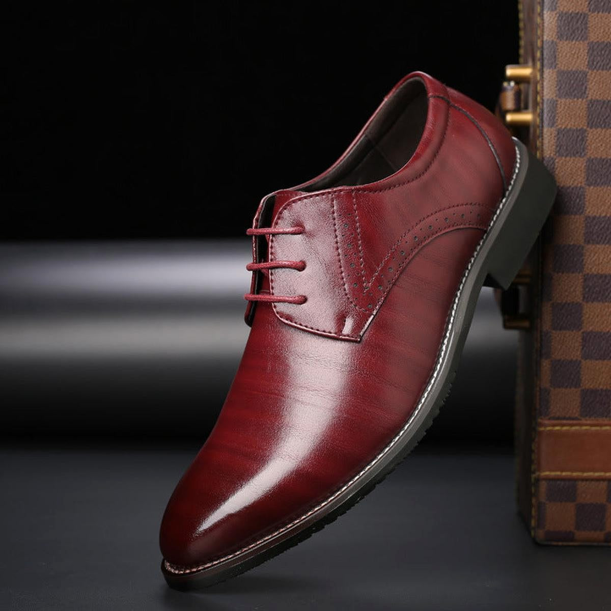 Borys | Klasyczne męskie buty skórzane sznurowane, eleganckie oksfordy | Rokishi