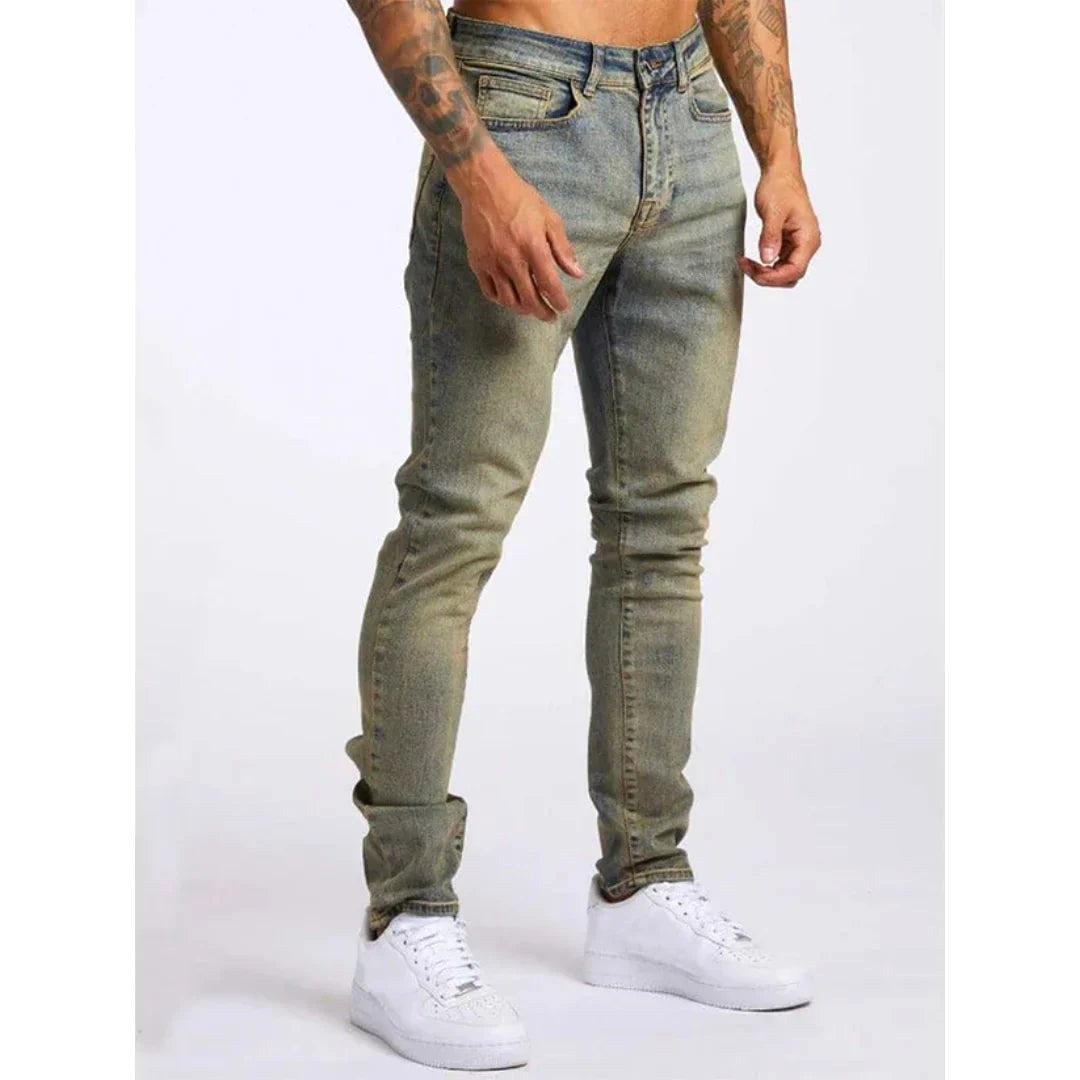 Janusz | Męskie jeansy slim fit, nowoczesne jeansy z elastycznego denimu | Rokishi