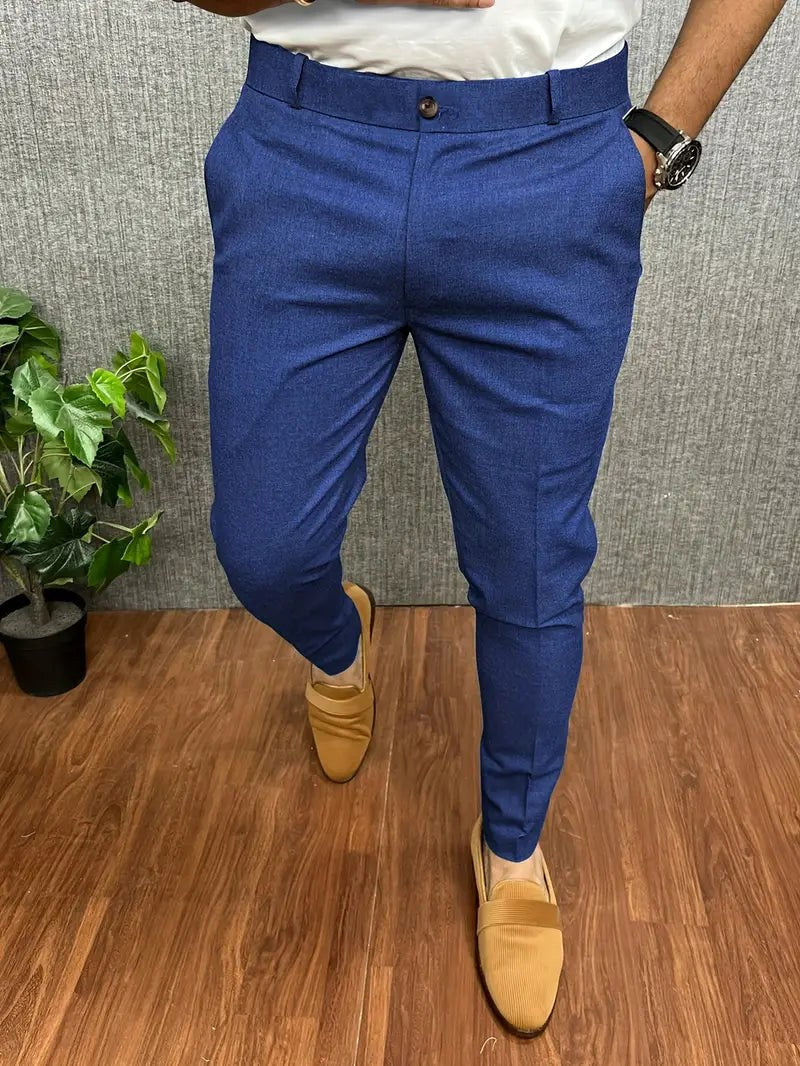 Dariusz | Męskie spodnie o kroju slim fit ze zwężanymi nogawkami, eleganckie spodnie biznesowe | Rokishi