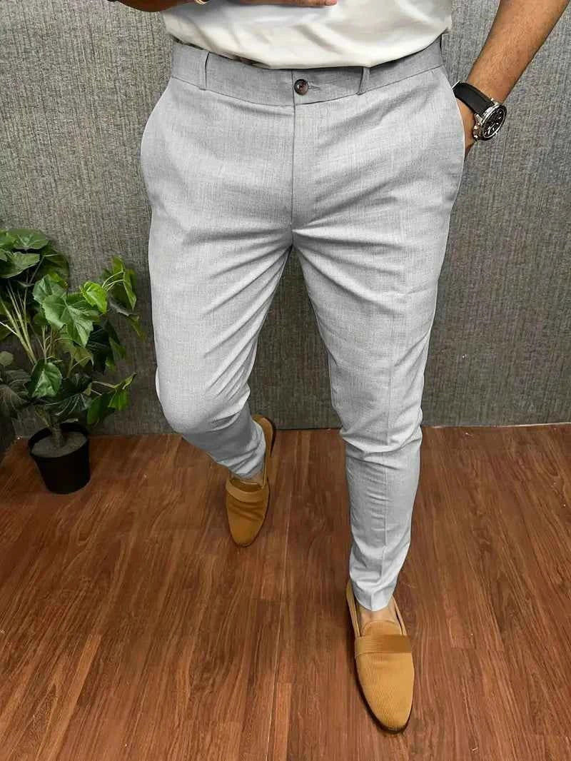 Dariusz | Męskie spodnie o kroju slim fit ze zwężanymi nogawkami, eleganckie spodnie biznesowe | Rokishi