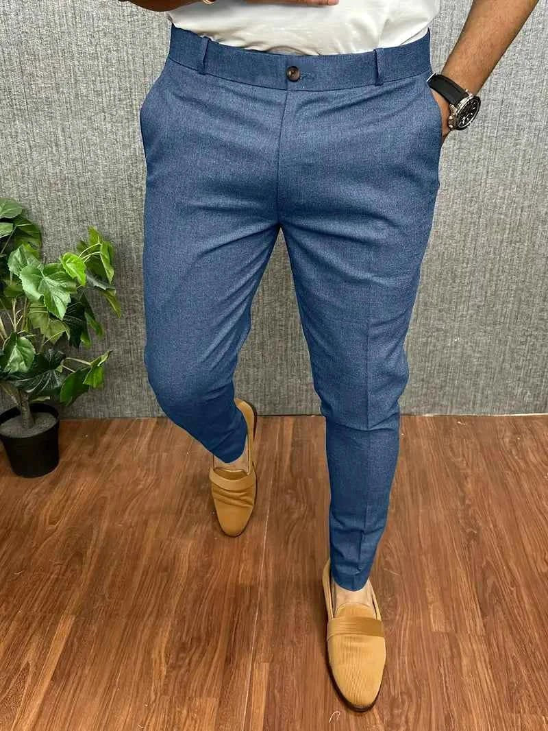 Dariusz | Męskie spodnie o kroju slim fit ze zwężanymi nogawkami, eleganckie spodnie biznesowe | Rokishi