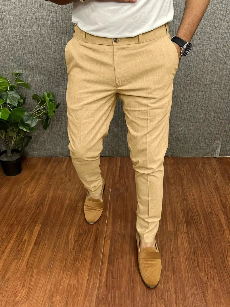 Dariusz | Męskie spodnie o kroju slim fit ze zwężanymi nogawkami, eleganckie spodnie biznesowe | Rokishi