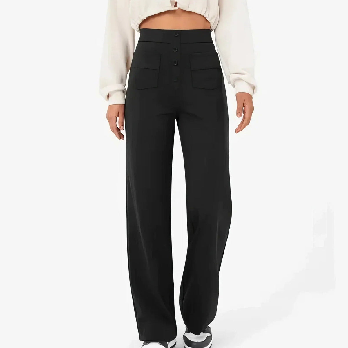 Lottie | Damskie spodnie stretch z wysokim stanem, wygodne spodnie codzienne | Rokishi | Różowy