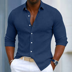 Konrad | Męska koszulka Henley o kroju slim fit, z fakturą i nowoczesnym dekoltem kopertowym | Rokishi