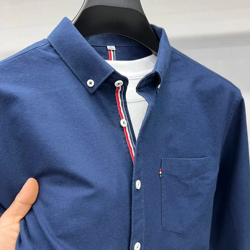 Łukasz | Męska koszula Oxford typu button-down z długim rękawem w stylu smart-casual | Rokishi