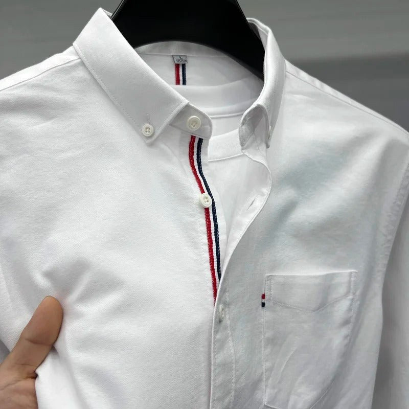 Łukasz | Męska koszula Oxford typu button-down z długim rękawem w stylu smart-casual | Rokishi